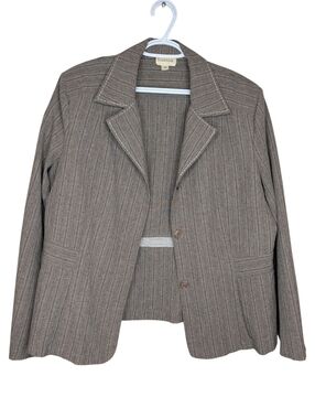 Tradition Taupe Pinstripe Blazer Jacket Womens Size 18 Classic Workwear